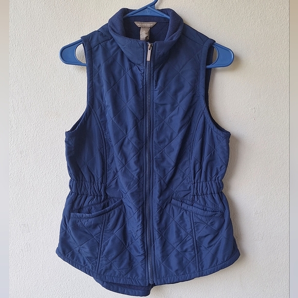 Bit & Bridle Quilted Vest Women Blue Navy Full Zip Pockets Size XS - Picture 2 of 9